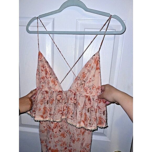 La Maison TALULAH The Faithfull Maxi Dress Floral Pearl Detail Spaghetti Sz S - Picture 4 of 16